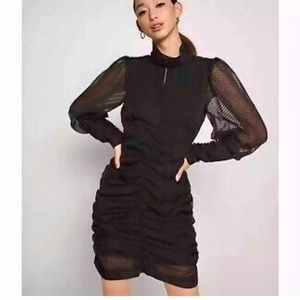 House of Harlow 1960 High Neck Ruched Black Dress 10 Christmas Holiday 2022